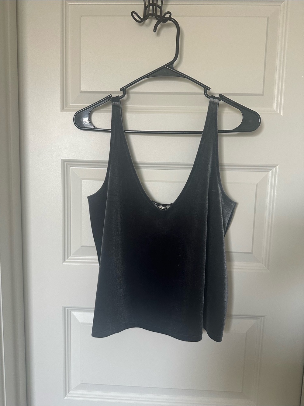 Madewell Slate Blue/Grey Velvet Scoop V-Neck Tank Top
